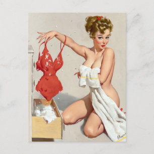 Anprobieren pin up postkarte