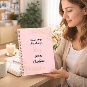 Anregendes Zitat von rosa Goldfolien Notizbuch