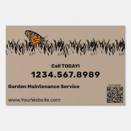 Anruf des Garden Maintenance Service, nach Zeitpla Gartenschild