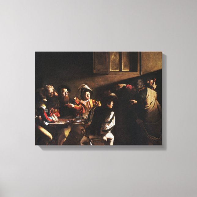 Anrufung von St. Matthew durch Caravaggio Leinwanddruck (Vorderseite)