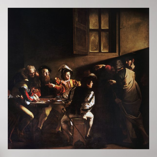Anrufung von St. Matthew durch Caravaggio Poster (Vorne)