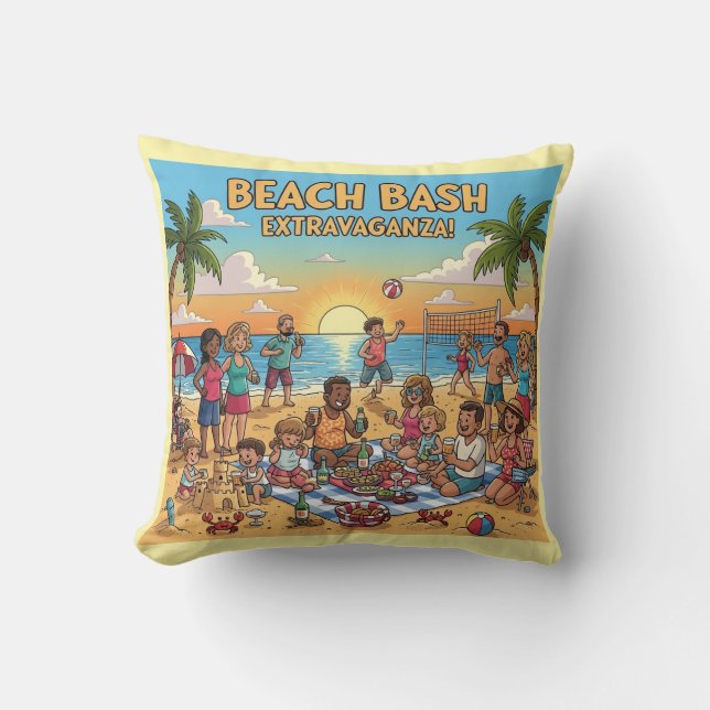 Ansammlung am Strand Kissen (Vorderseite)