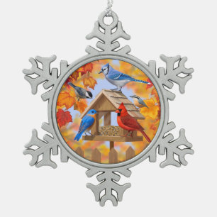Ansammlung der Herbst-Vogelzuführung Schneeflocken Zinn-Ornament