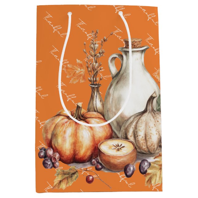 Ansammlung Erntedank Abendessen Mittlere Geschenktüte (Vorderseite)