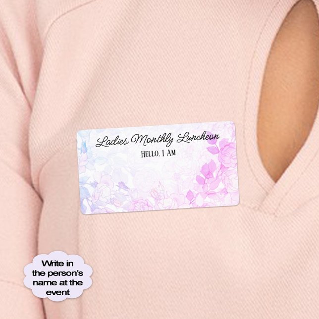 Ansammlung Floral Border Label (personalize this pink & purple floral sticker label name tag for any occasion)
