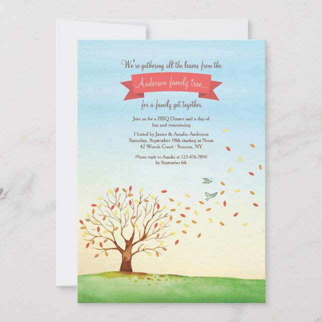 Ansammlung verlässt Familien-Wiedersehen-Einladung Einladung (Vorderseite)