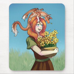 Ansammlung von Blume mit einem Drachen Mousepad