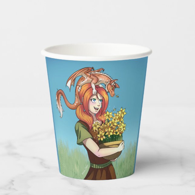 Ansammlung von Blume mit einem Drachen Pappbecher (Vorderseite)