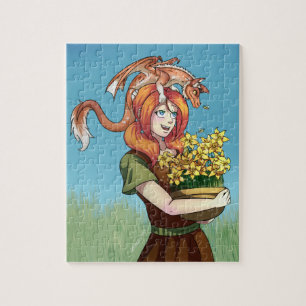 Ansammlung von Blume mit einem Drachen Puzzle