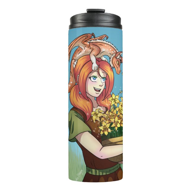 Ansammlung von Blume mit einem Drachen Thermosbecher (Vorderseite)