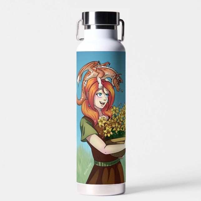 Ansammlung von Blume mit einem Drachen Trinkflasche (Vorne)