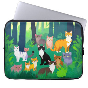 Ansammlung von Katzen in einem schattigen Waldlade Laptopschutzhülle