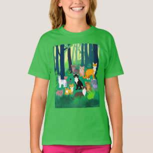 Ansammlung von Katzen in einem schattigen Waldlade T-Shirt