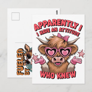Anscheinend habe ich eine sarkastische Kuh-Design- Postkarte