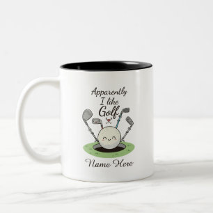 Anscheinend mag ich Golf personalisierter Name Zweifarbige Tasse