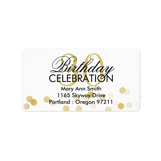 Anschrift 30. Geburtstag Gold Foil Glitzer Lights Adressaufkleber (Vorne)