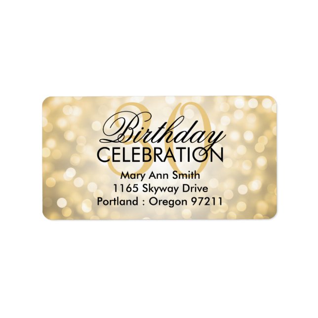 Anschrift 30. Geburtstag Party Gold Glitzer Lights Adressaufkleber (Vorne)