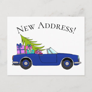 Anschrift Ankündigung Blue Car mit Weihnachtsgesch Postkarte