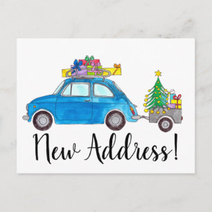 Anschrift Ankündigung Blue Fiat 500 Weihnachten Postkarte