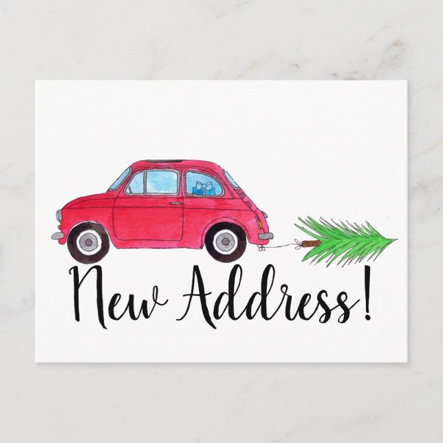 Anschrift Ankündigung Fiat 500 Weihnachtsbaum Postkarte (Vorderseite)