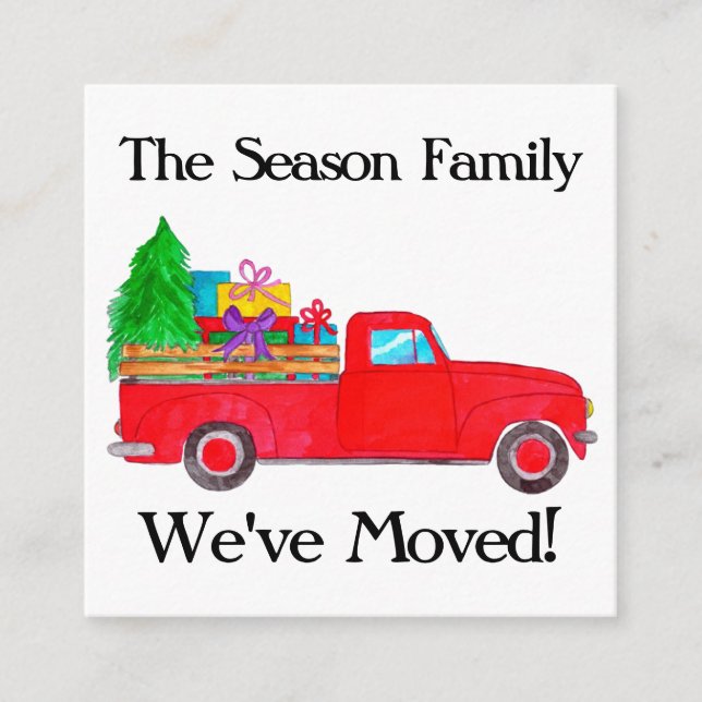 Anschrift Ankündigung Retro Lieferwagen Weihnachte Begleitkarte (Vorderseite)