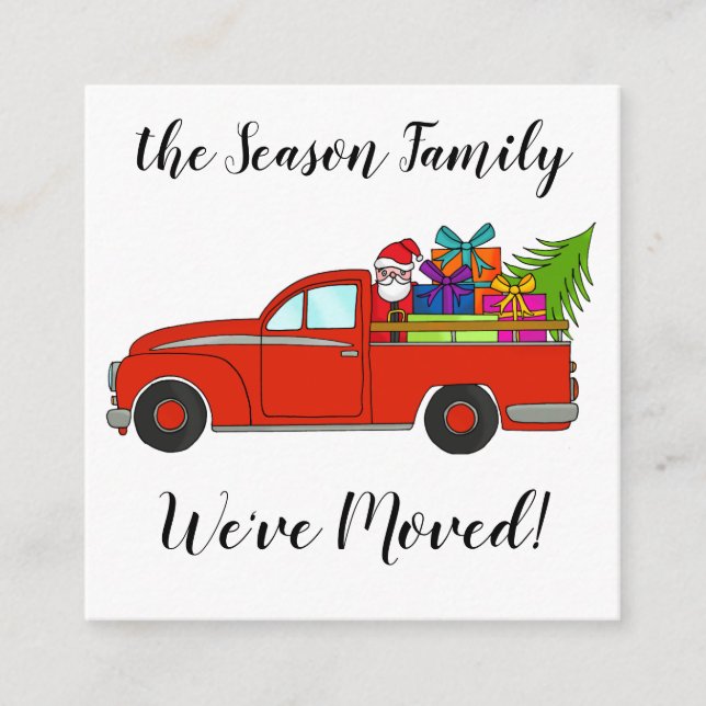 Anschrift Ankündigung, Weihnachtswagen und Geschen Begleitkarte (Vorderseite)