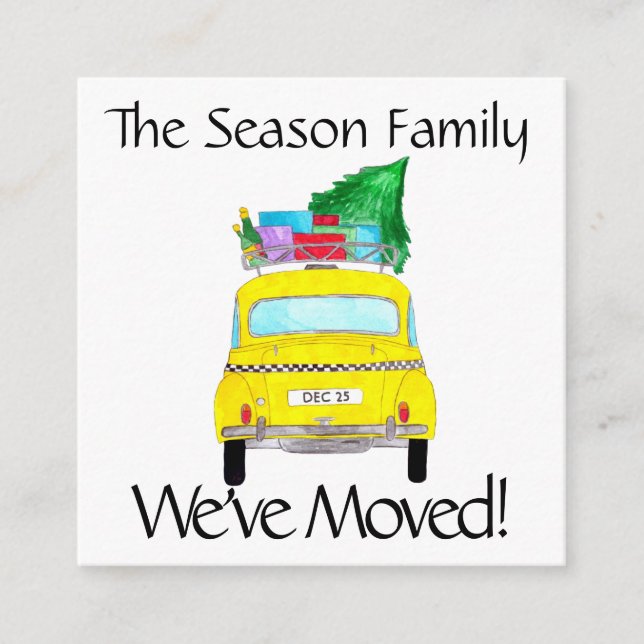 Anschrift Ankündigung Yellow Cab Weihnachtsgeschen Begleitkarte (Vorderseite)