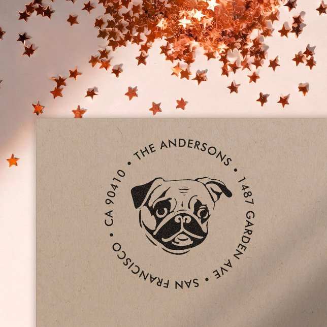 Anschrift Briefmarke, Mops Hund Adresse Briefmarke Permastempel (Von Creator hochgeladen)