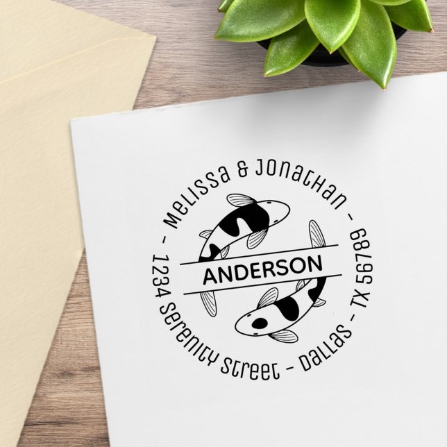 Anschrift der Familie japanischer Koi Fish Gummistempel (Von Creator hochgeladen)