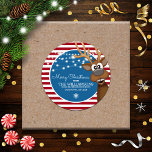 Anschrift der Familie Whimsical Christmas Rentier Runder Aufkleber<br><div class="desc">Super niedliche Weihnachtsrinder für die Umschlag Aufkleber der Familienadressen</div>