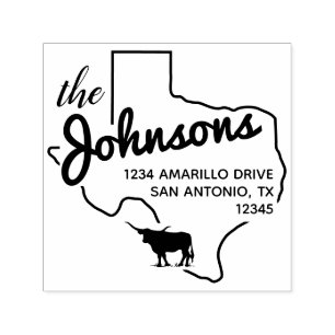 Anschrift der Texas Longhorn Silhouette Permastempel
