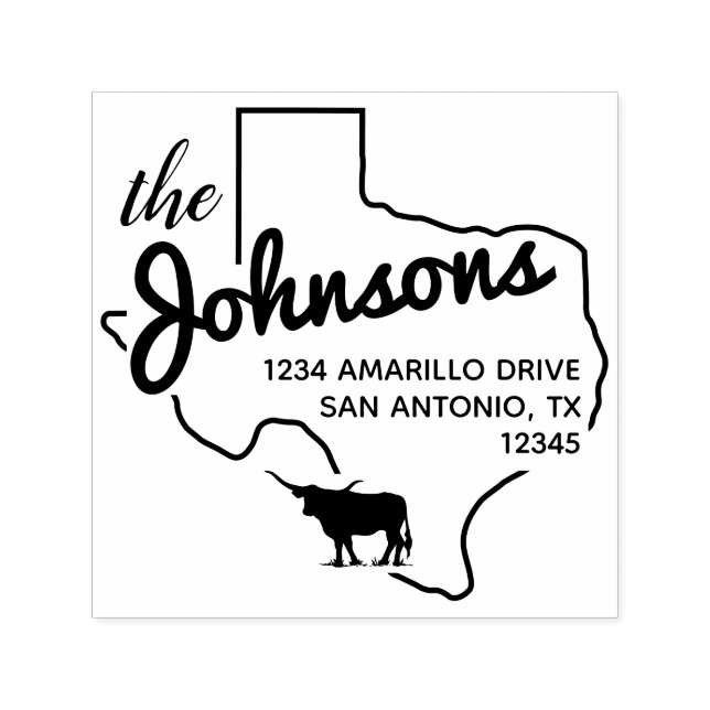 Anschrift der Texas Longhorn Silhouette Permastempel (Design)