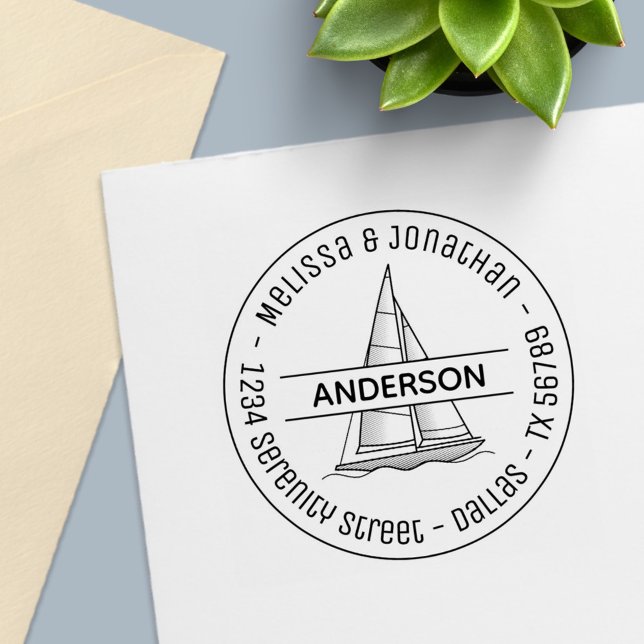 Anschrift der Yacht-Runde-Familie für Nautic Sailb Permastempel (Von Creator hochgeladen)