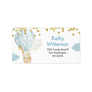Anschrift Etikett Heißluftballon Tiere Babydusche Adressaufkleber