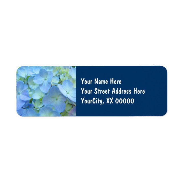 Anschrift Labels custom Blue floral Hydrangeas (Vorne)