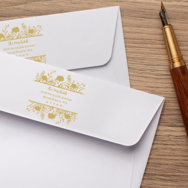 Anschrift Modern Simple Extravagant Wildblumen & T Gummistempel (Von Creator hochgeladen)