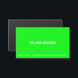 Anschrift neon-grüne Magnetkarte bewegen<br><div class="desc">Anpassen,  Anpassen,  Verschieben der Adresse auf Neongrüne und weiße Magnetkarte. Anpassbarer Text.</div>