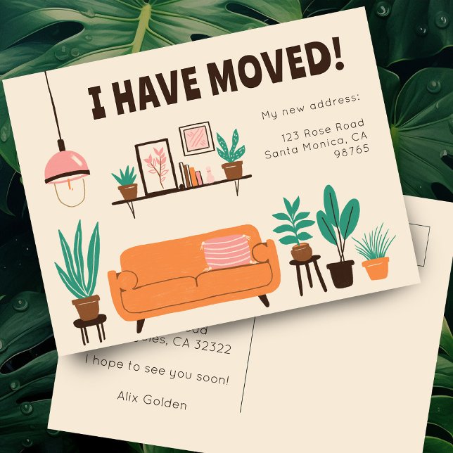 Anschrift Niedliches Wohnzimmersofa Postkarte (Moving Announcement Address Cute Living Room Sofa Postcard
)