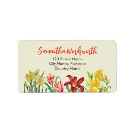 Anschrift Orange Yellow Spring Flowers Creme Adressaufkleber