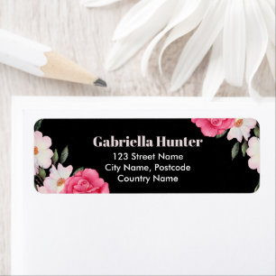 Anschrift Pink White Roses Ballerina Floral Black