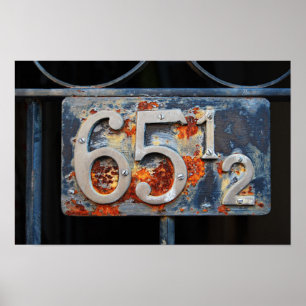 Anschrift Plaque, fünfundsechzig und einhalb Poster