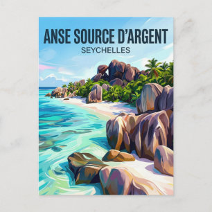 Anse Source d’Argent Seychellen Postkarte