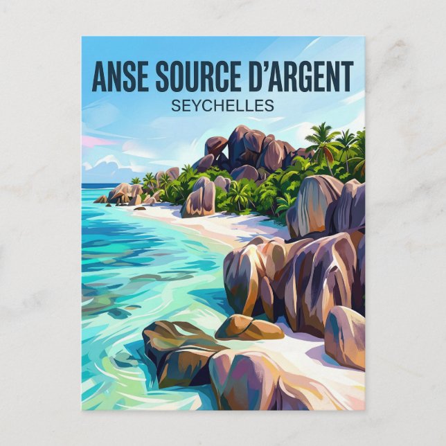 Anse Source d’Argent Seychellen Postkarte (Vorderseite)