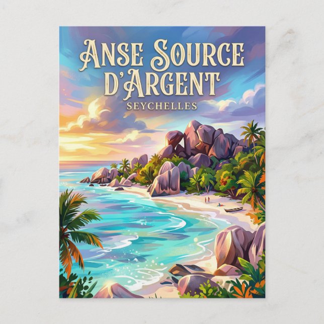 Anse Source d’Argent Seychellen Postkarte (Vorderseite)