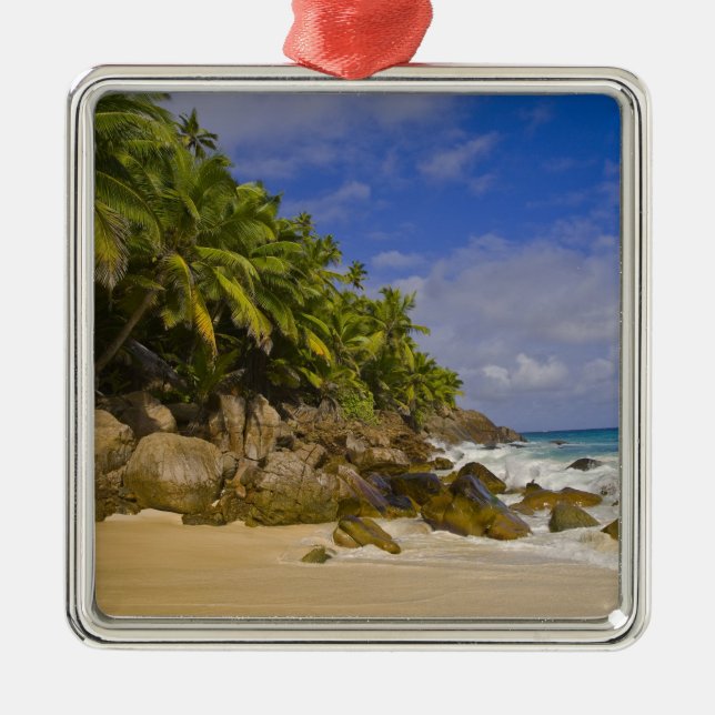 Anse Victorin Beach 4 Silbernes Ornament (Vorne)