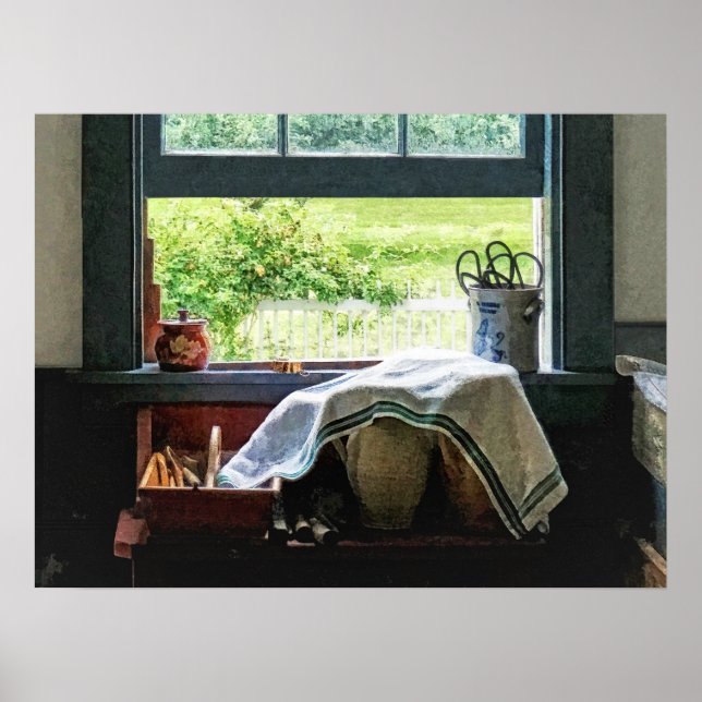 Ansicht aus dem Fenster Küche Poster (Vorne)