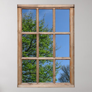 Ansicht der Blätterstruktur aus einem Fenster Poster