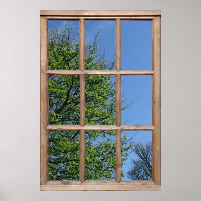 Ansicht der Blätterstruktur aus einem Fenster Poster (Vorne)