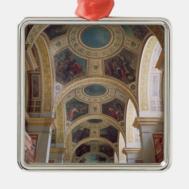 Ansicht der coffered Bibliotheksdecke mit Silbernes Ornament (Vorne)