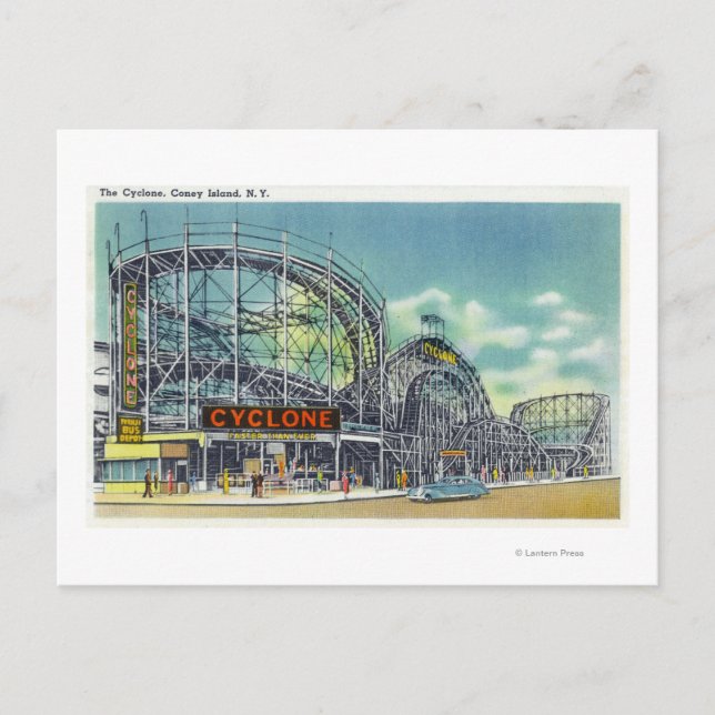 Ansicht der Cyclone Rollercoaster # 2 Postkarte (Vorderseite)
